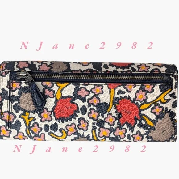 Coach Soft Wallet Mixed Yankee Floral Print Logo Envelope Coated Canvas EUC - Picture 5 of 15
